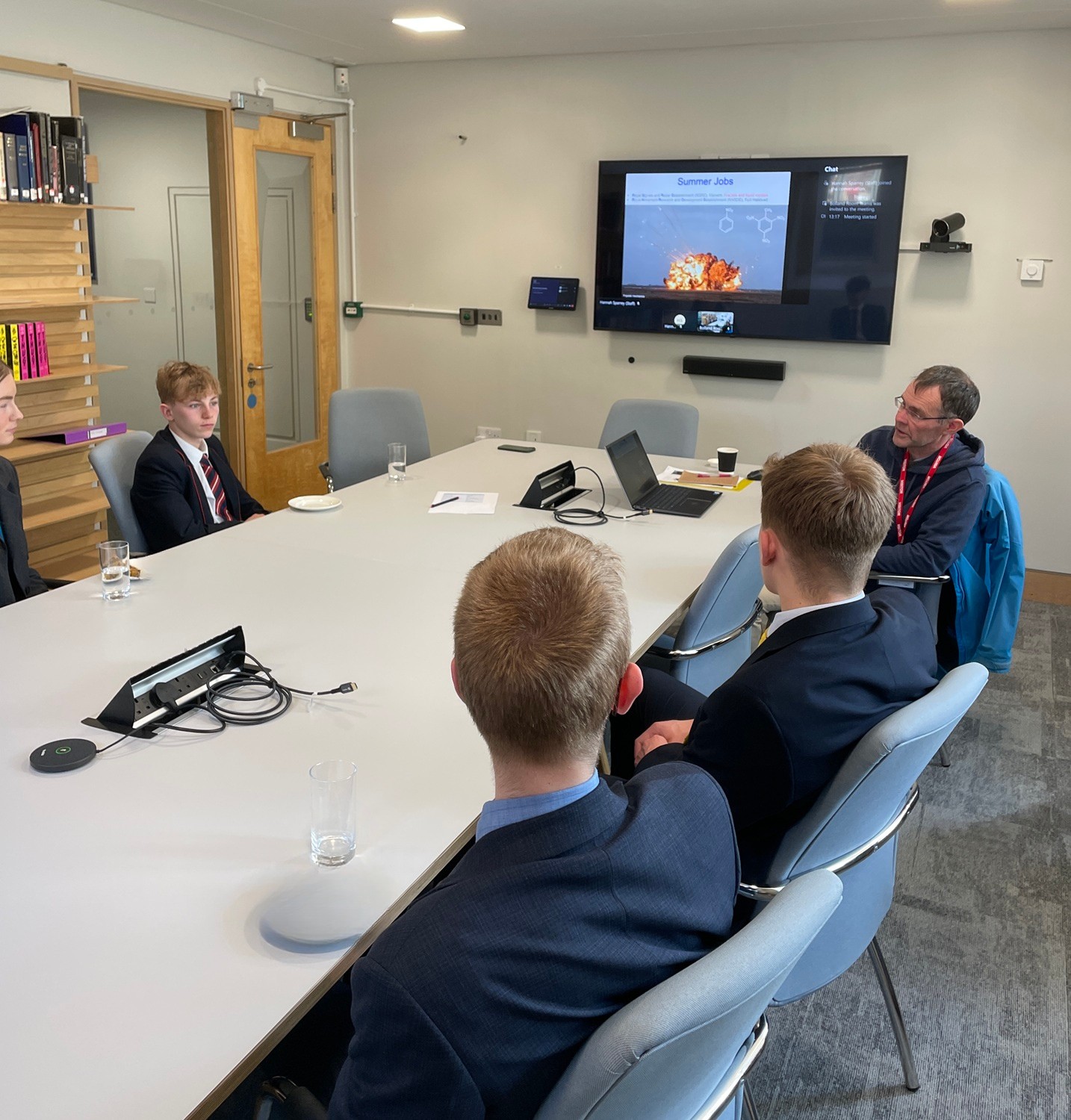 OV Jonathan Cox speaking with pupils