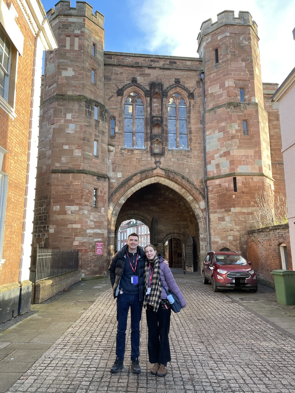 Pete and Niamh Ratcliffe outside Edgar Tower